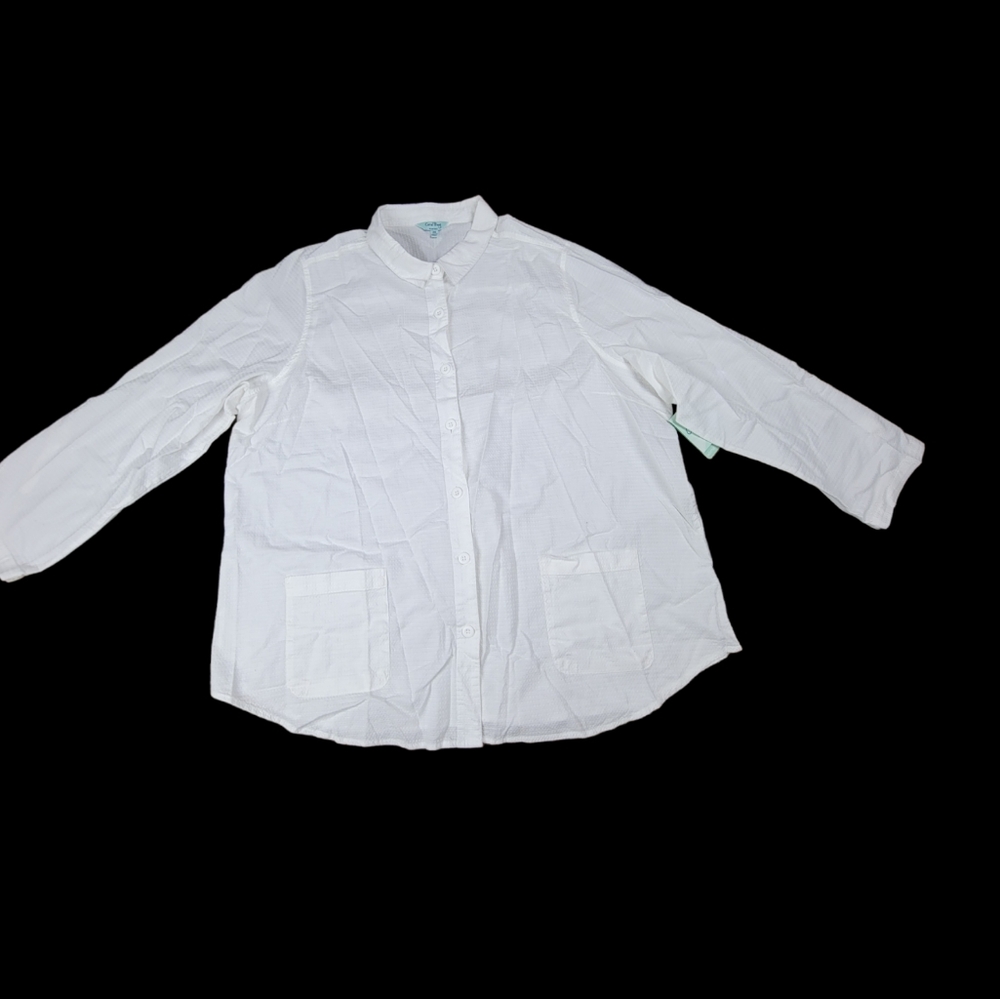 NEW Coral Bay Button Up Blouse Size 2XL WHITE